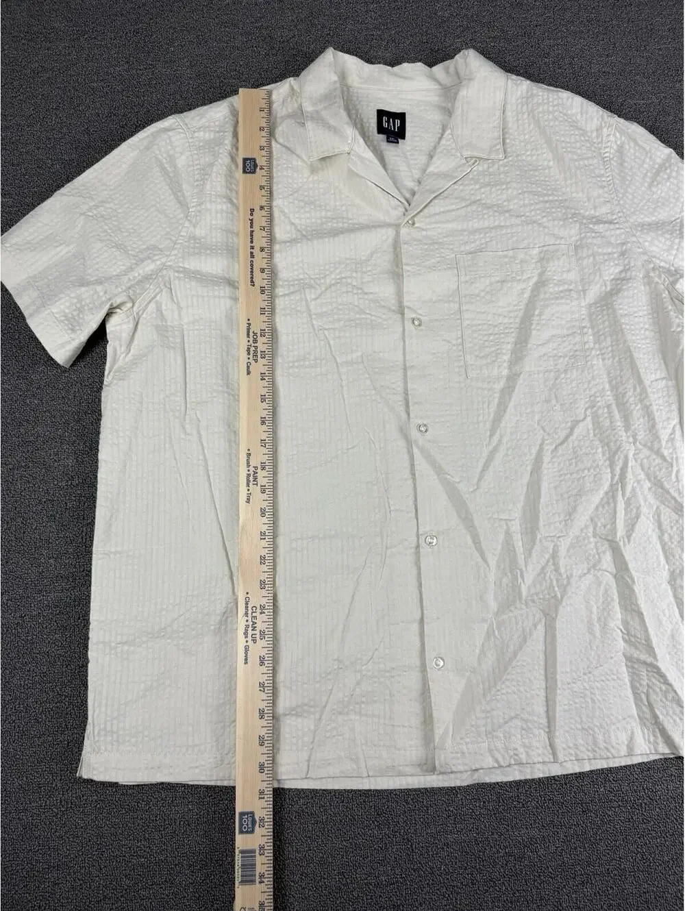 Gap Men's XXL Seersucker Short Sleeve Camp Collar Button Front Shirt Cream NWT - Picture 6 of 8